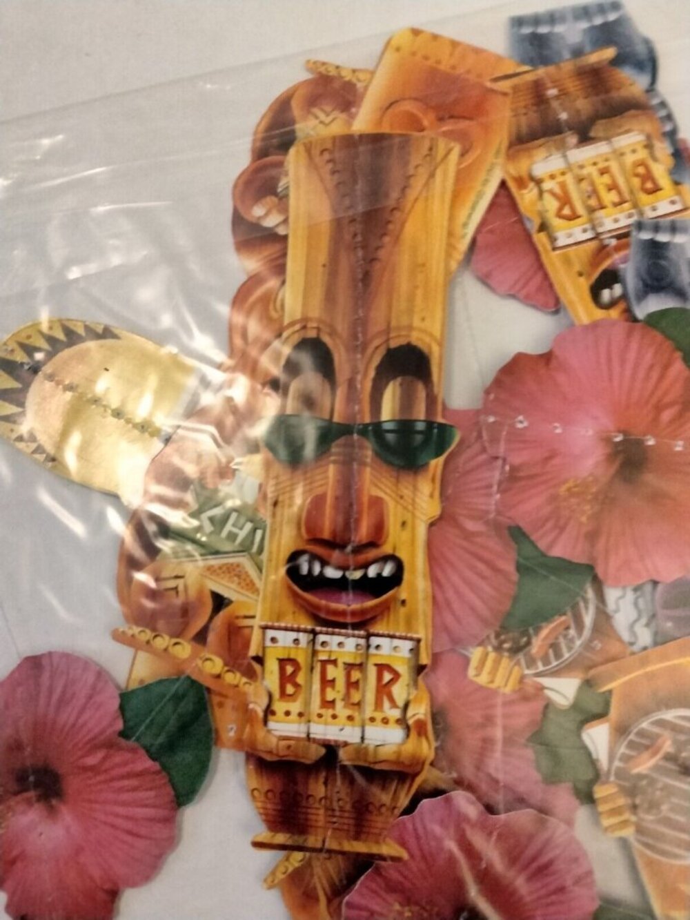 Tiki  Mug Garland Luau Hawaiian Summer Luau Beach Party Decoration 19 ft Long - Picture 3 of 4